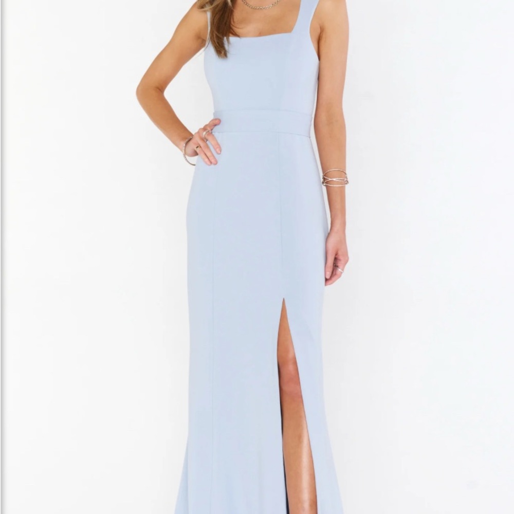 Show Me Your Mumu Paris Gown Steel Blue Stretch XS With Alterations